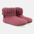 Haflinger Hüttenschuh Karlo in Rosa (Heather Rose) aus Schurwolle mit Kragen und Gummisohle Seitenansicht