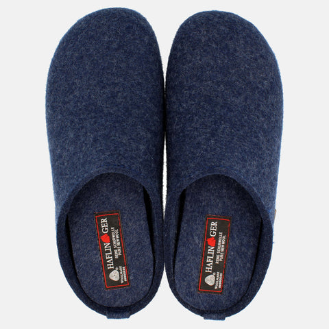 Haflinger Pantoffel Fundus in Blau (Jeans) aus Filz mit Gummisohle Vogelperspektive