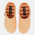 Haflinger Pantoffel Striped in Pfirsich (Peach) aus Walkstoff mit Filzsohle Vogelperspektive