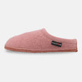 Haflinger Pantoffel Striped in Pink (Rouge) aus Walkstoff mit Filzsohle Seitenansicht
