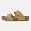 Haflinger Sandale Andrea in Beige (Sahara) aus Leder mit Korkfußbett und verstellbaren Schnallen Seitenansicht