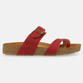 Haflinger Sandale Juno in Rot (Country Rot) aus Leder mit Korkfußbett und verstellbarer Schnalle Seitenansicht