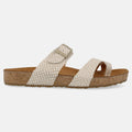 Haflinger Sandale Juno in Beige (Sand) aus Leder mit Korkfußbett und verstellbarer Schnalle Seitenansicht