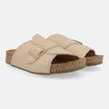 Haflinger Sandale Lotti in Beige (Creme) aus Leder mit Schnalle und anatomisch geformten Fußbett Seitenansicht