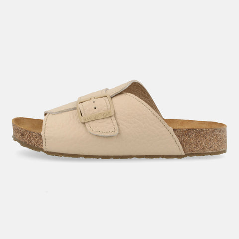 Haflinger Sandale Lotti in Beige (Creme) aus Leder mit Schnalle und anatomisch geformten Fußbett Seitenansicht