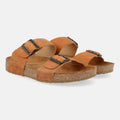 Haflinger Sandale Andrea in Braun (Country Caramel) aus Leder mit Korkfußbett und verstellbaren Schnallen Seitenansicht