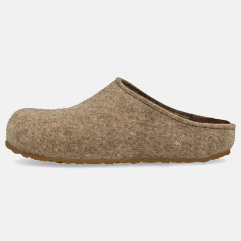 Haflinger Filzclog Michl in Beige (Torf) aus Filz mit herausnehmbarem Fußbett Seitenansicht 