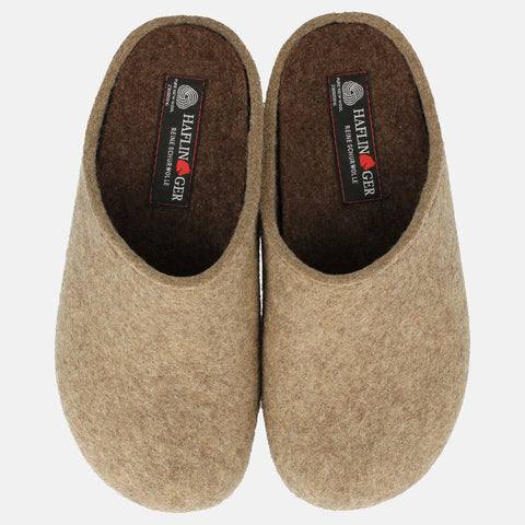 Haflinger Filzclog Michl in Beige (Torf) aus Filz mit herausnehmbarem Fußbett Vogelperspektive