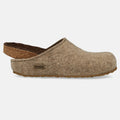Haflinger Filzclog Michl in Beige (Torf) aus Filz mit herausnehmbarem Fußbett Seitenansicht 