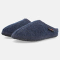 Haflinger Pantoffel Alaska in Blau (Jeans) aus Walkstoff mit Filzsohle Seitenansicht
