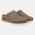 Haflinger Lederclog Travel Classic in Grau (Braided Perlgrau) aus Leder mit weichem Fußbett perfekt für drinnen und draußen Seitenansicht