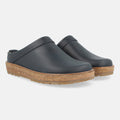 Haflinger Lederclog Travel Classic in Blau (Navy) aus Leder mit weichem Fußbett perfekt für drinnen und draußen Seitenansicht