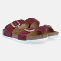 Haflinger Sandale Andrea in Rot (Braided Bordeaux) aus Leder mit Korkfußbett und verstellbaren Schnallen Seitenansicht