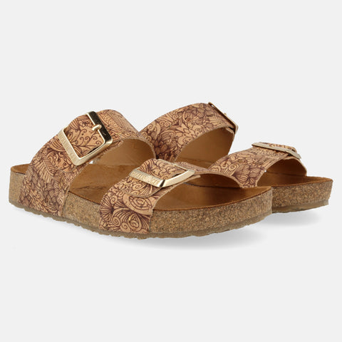 Haflinger Sandale Andrea in Braun (Corkmulti Henna) aus Leder mit Korkfußbett und verstellbaren Schnallen Seitenansicht