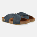 Haflinger Sandale Mio in Blau (Braided Marine) aus Leder mit Riemen Seitenansicht