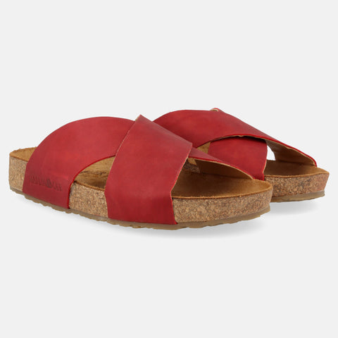Haflinger Sandale Mio in Rot (Country Rot) aus Leder mit Riemen Seitenansicht