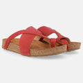 Haflinger Sandale Jack in Rot (Madras Rot) aus Leder mit Riemen Seitenansicht