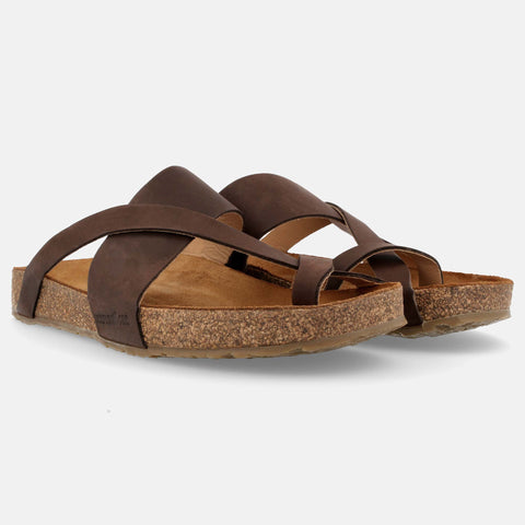 Haflinger Sandale Jack in Braun (mattes Braun) aus Leder mit Riemen Seitenansicht