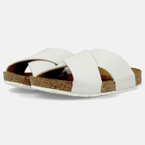 Haflinger Sandale Mio in Weiss aus Leder mit Riemen Seitenansicht