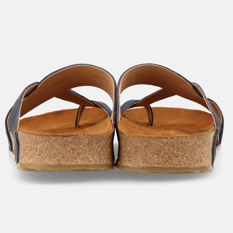 Haflinger Sandale Jack in Blau (Ocean) aus Leder mit Riemen Hinteransicht
