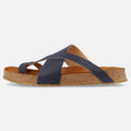 Haflinger Sandale Jack in Blau (Ocean) aus Leder mit Riemen Seitenansicht