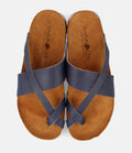 Haflinger Sandale Jack in Blau (Ocean) aus Leder mit Riemen Vogelperspektive