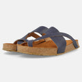 Haflinger Sandale Jack in Blau (Ocean) aus Leder mit Riemen Seitenansicht