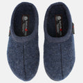Haflinger Pantoffel Alaska in Blau (Jeans) aus Walkstoff mit Filzsohle Vogelperspektive