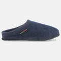 Haflinger Pantoffel Alaska in Blau (Jeans) aus Walkstoff mit Filzsohle Seitenansicht