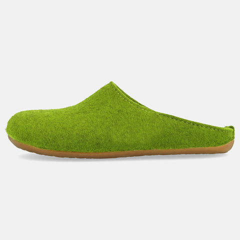 Haflinger Pantoffel Fundus in Grün (Grasgrün) aus Filz mit Gummisohle Seitenansicht