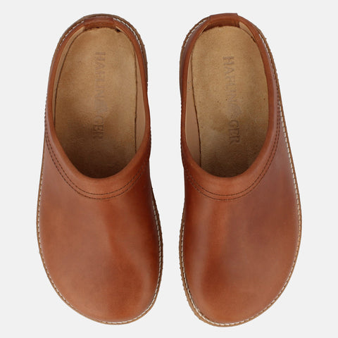 Haflinger Lederclog Travel Classic in Braun (Kaffeebraun) aus Leder mit weichem Fußbett perfekt für drinnen und draußen Vogelperspektive