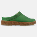 Haflinger Lederclog Travel Classic in Grün (Green) aus Leder mit weichem Fußbett perfekt für drinnen und draußen Seitenansicht