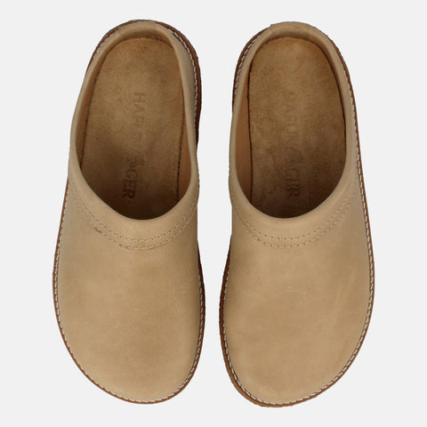 Haflinger Lederclog Travel Classic in Beige (Linen) aus Leder mit weichem Fußbett perfekt für drinnen und draußen Vogelperspektive