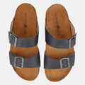 Haflinger Sandale Andrea in Blau (Country Marine) aus Leder mit Korkfußbett und verstellbaren Schnallen Vogelperspektive