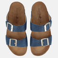 Haflinger Sandale Andrea in Blau (Braided Marine) aus Leder mit Korkfußbett und verstellbaren Schnallen Vogelperspektive