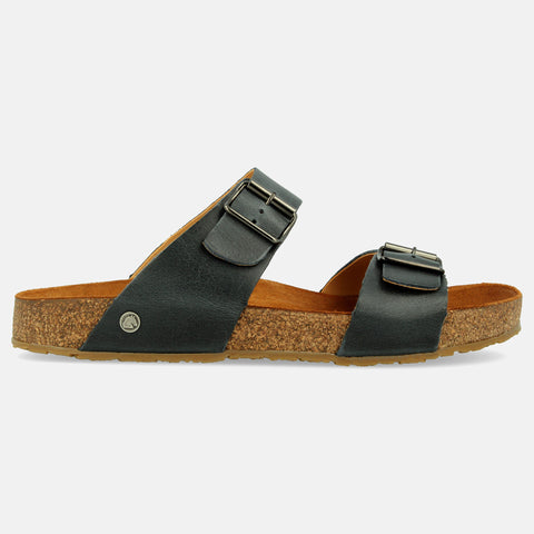 Haflinger Sandale Andrea in Blau (Bali) aus Leder mit Korkfußbett und verstellbaren Schnallen Seitenansicht