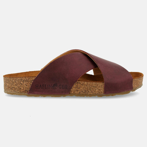 Haflinger Sandale Mio in Rot (Country Bordeaux) aus Leder mit Riemen Seitenansicht