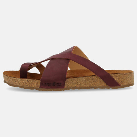 Haflinger Sandale Jack in Rot (Bordeaux) aus Leder mit Riemen Seitenansicht