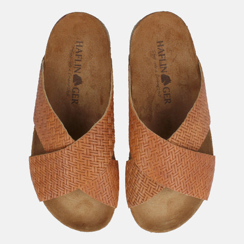 Haflinger Sandale Mio in Braun (Braided Caramel) aus Leder mit Riemen Vogelperspektive