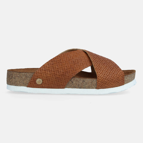 Haflinger Sandale Mio in Braun (Braided Caramel) aus Leder mit Riemen Seitenansicht