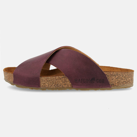 Haflinger Sandale Mio in Rot (Country Bordeaux) aus Leder mit Riemen Seitenansicht