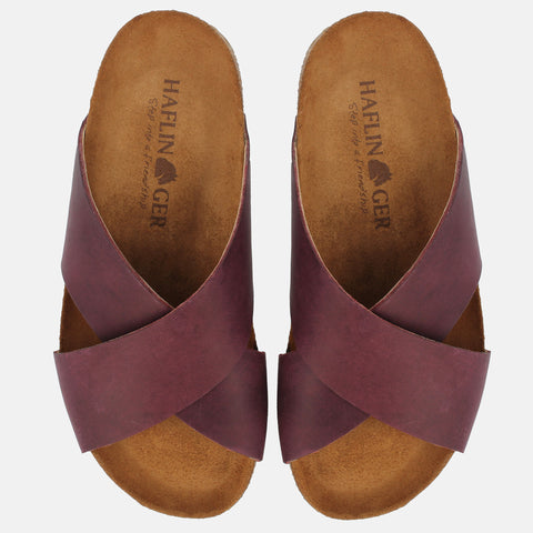 Haflinger Sandale Mio in Rot (Country Bordeaux) aus Leder mit Riemen Vogelperspektive