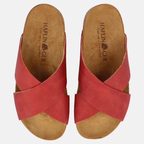 Haflinger Sandale Mio in Rot (Country Rot) aus Leder mit Riemen Vogelperspektive
