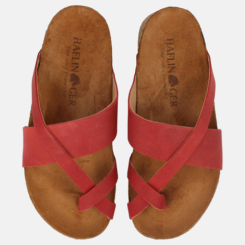 Haflinger Sandale Jack in Rot (Madras Rot) aus Leder mit Riemen Vogelperspektive