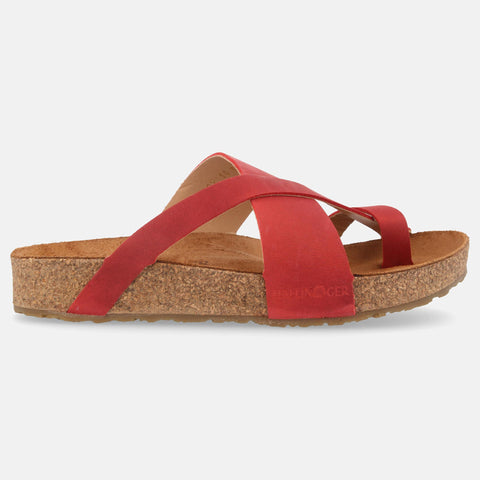 Haflinger Sandale Jack in Rot (Madras-Rot) aus Leder mit Riemen Seitenansicht