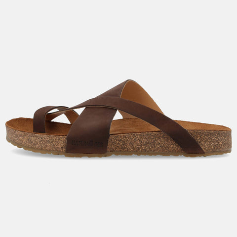 Haflinger Sandale Jack in Braun (mattes Braun) aus Leder mit Riemen Seitenansicht