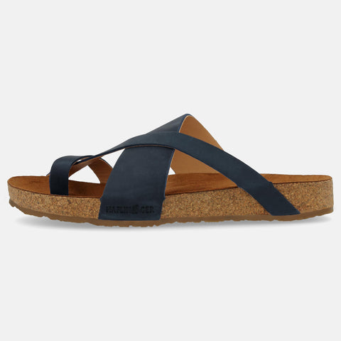 Haflinger Sandale Jack in Blau (Navy) aus Leder mit Riemen Seitenansicht
