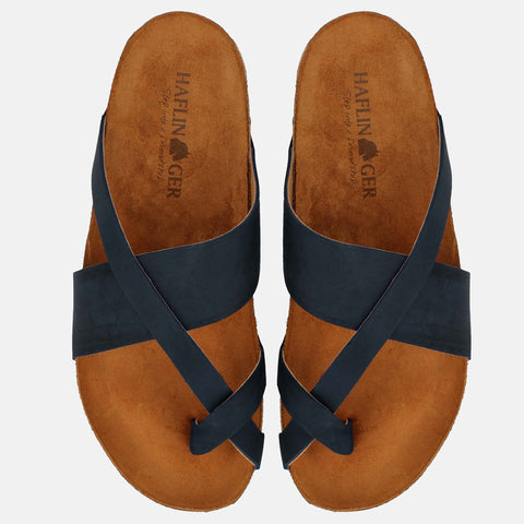 Haflinger Sandale Jack in Blau (Navy) aus Leder mit Riemen Vogelperspektive