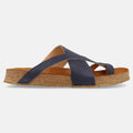 Haflinger Sandale Jack in Blau (Ocean) aus Leder mit Riemen Seitenansicht