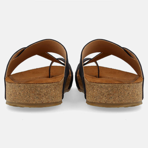 Haflinger Sandale Jack in Schwarz aus Leder mit Riemen Hinteransicht